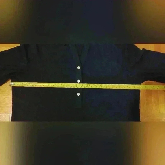 Anne Klein Black Top Medium Gold Button Front Detail with Cute  Knotted Sleeves - Picture 9 of 10